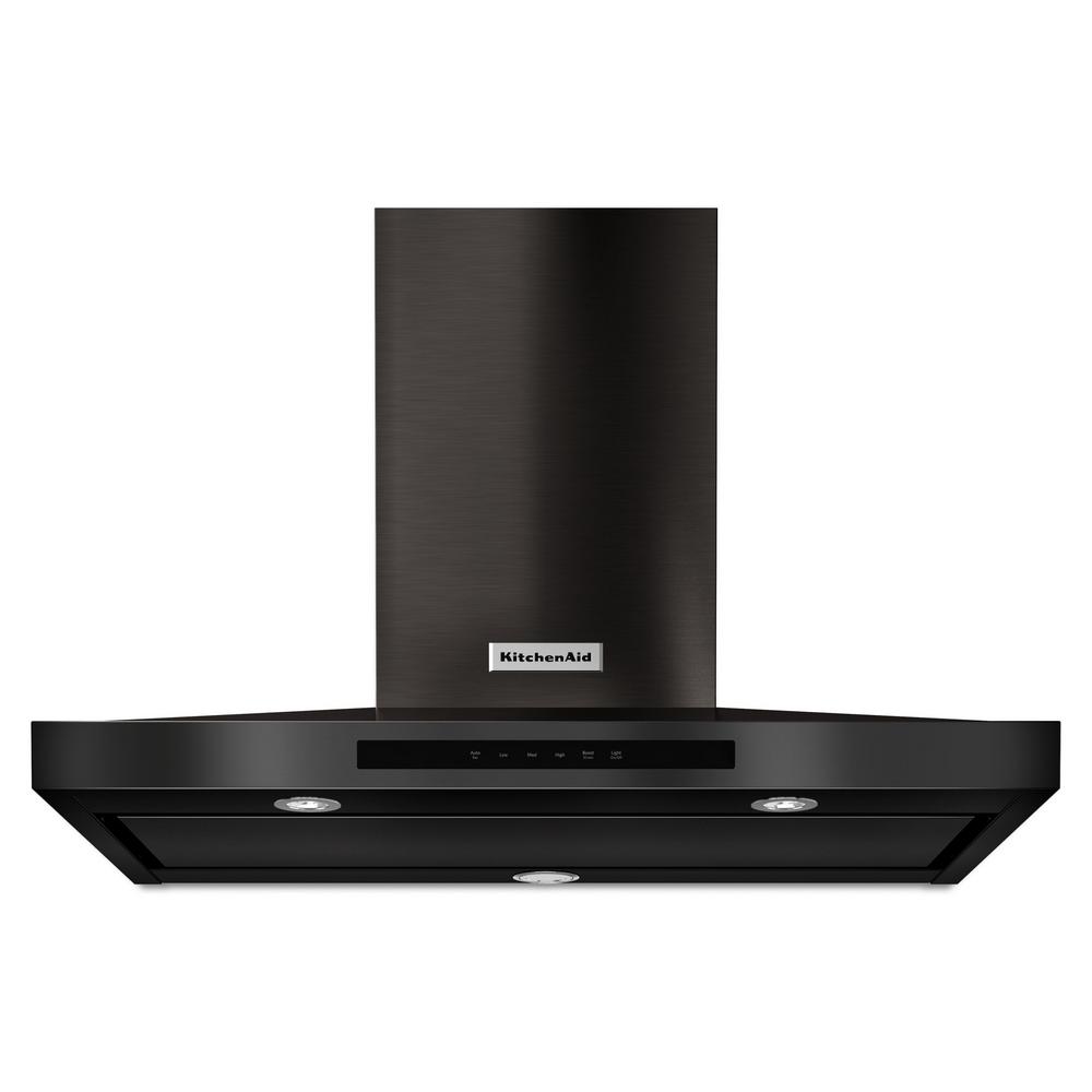 Kitchenaid 36 In 600 Cfm Convertible Wall Mount Range Hood Printshield Black Stainless