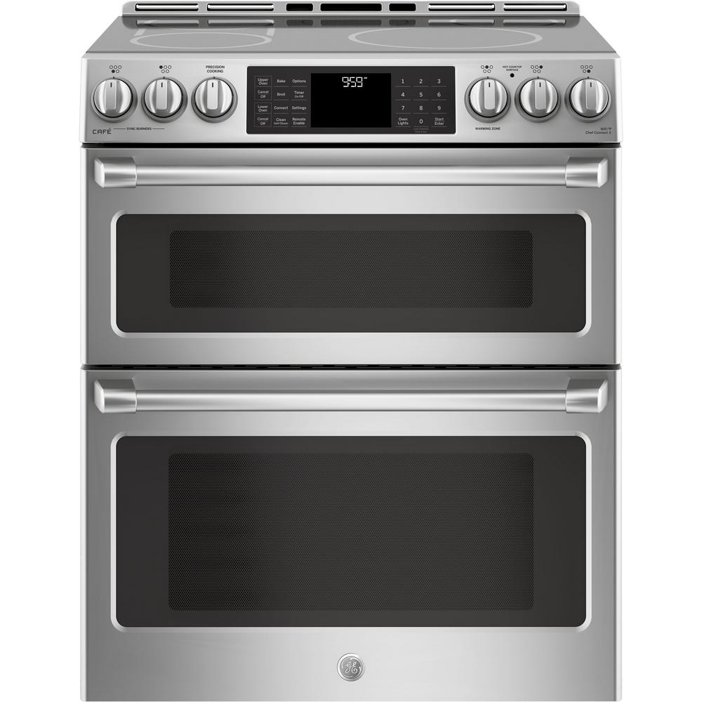 Stainless Steel Gray Ge Cafe Double Oven Electric Ranges Chs995selss 64 1000 