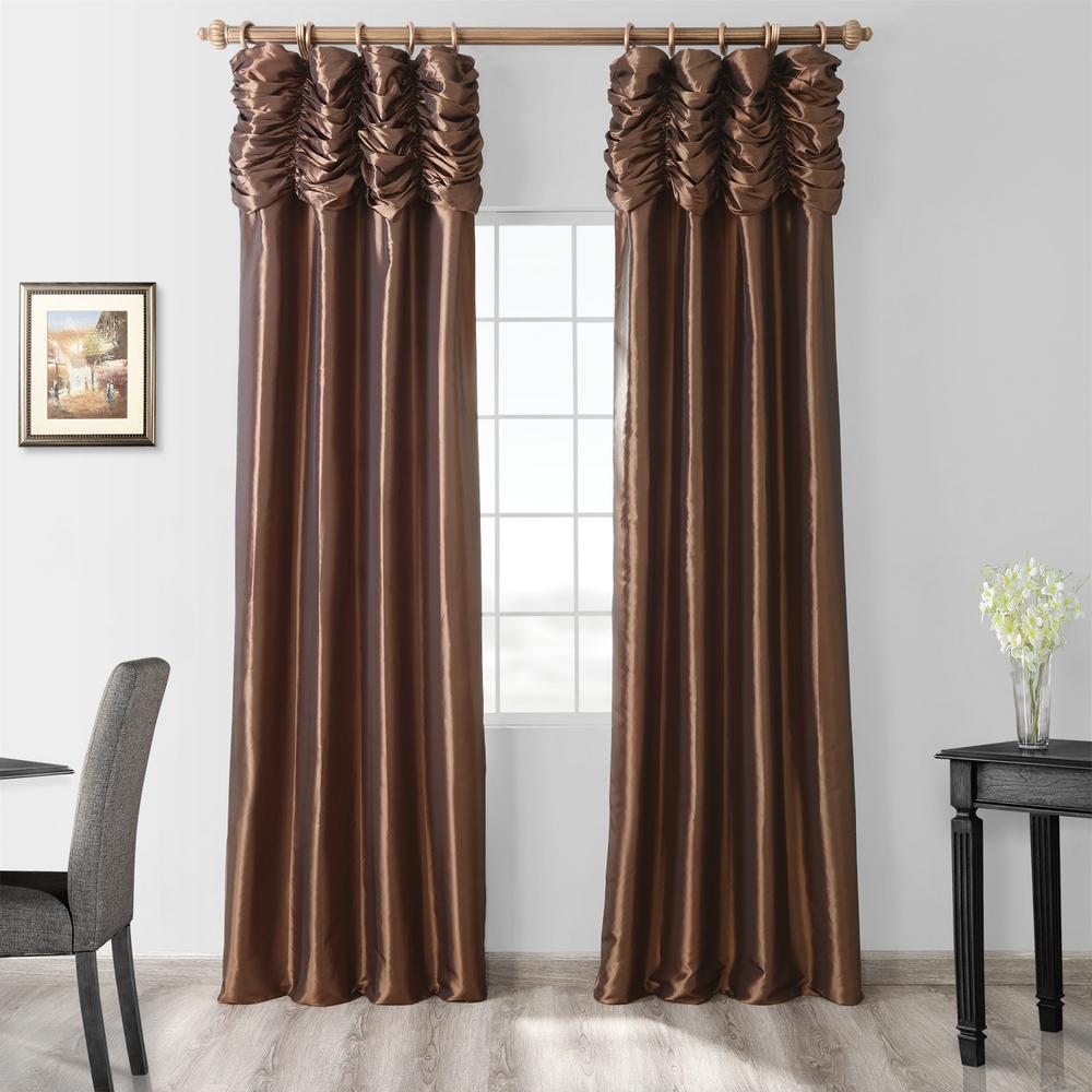 Exclusive Fabrics Furnishings Mushroom Brown Ruched Faux Solid