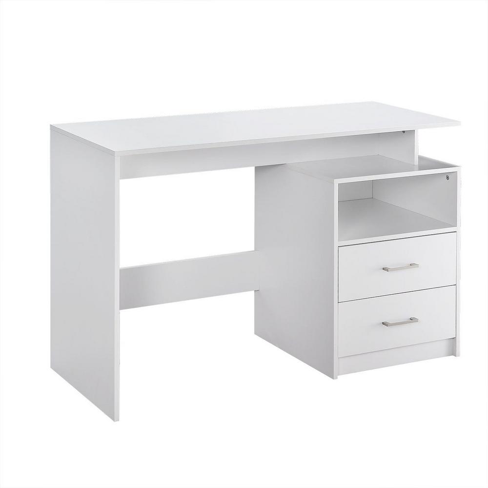 Merax White Ellenburg Computer Desk With 2 Side Drawers