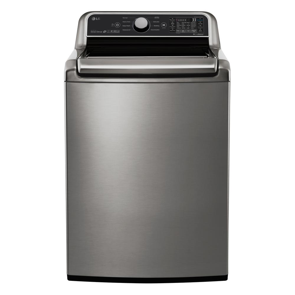 Lg Electronics 5 0 Cu Ft He Mega Capacity Smart Top Load Washer W Turbowash3d And Wi Fi Enabled In Graphite Steel Energy Star Wt7300cv The Home Depot