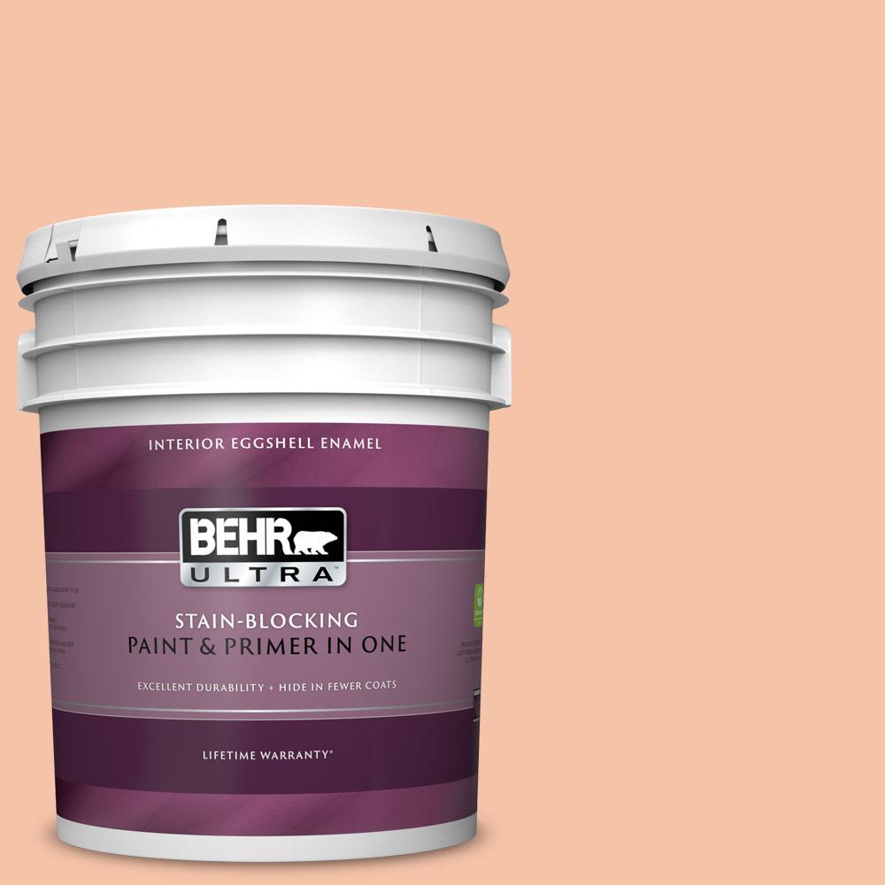 Behr Ultra 5 Gal 240c 3 Peach Damask Eggshell Enamel Interior Paint And Primer In One