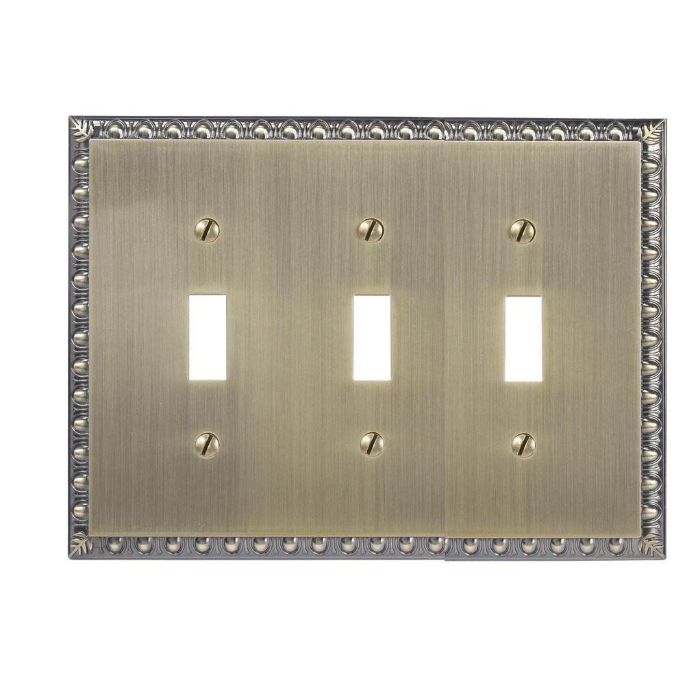 Amerelle Renaissance 3 Toggle Wall Plate Brushed Brass90TTTBB The