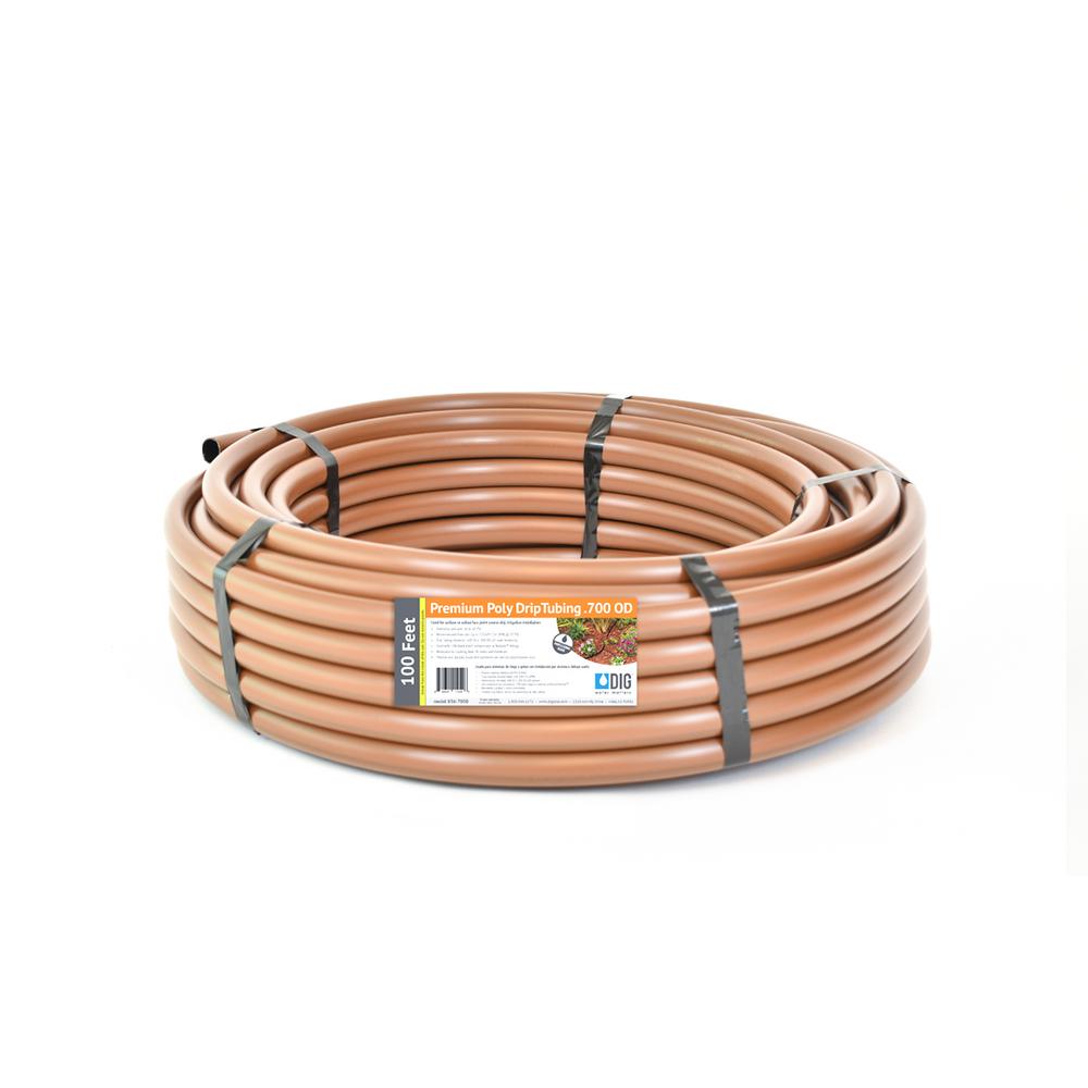DIG 1/2 in. (0.600 in. I.D. x 0.700 in. O.D.) x 100 ft. Brown Drip Irrigation Poly TubingB36