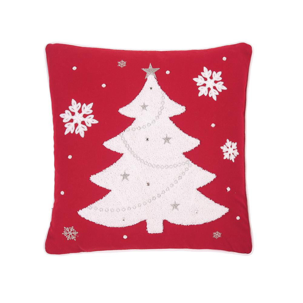 C F Home Red And White Tree 18 In X 18 In Standard Throw Pillow