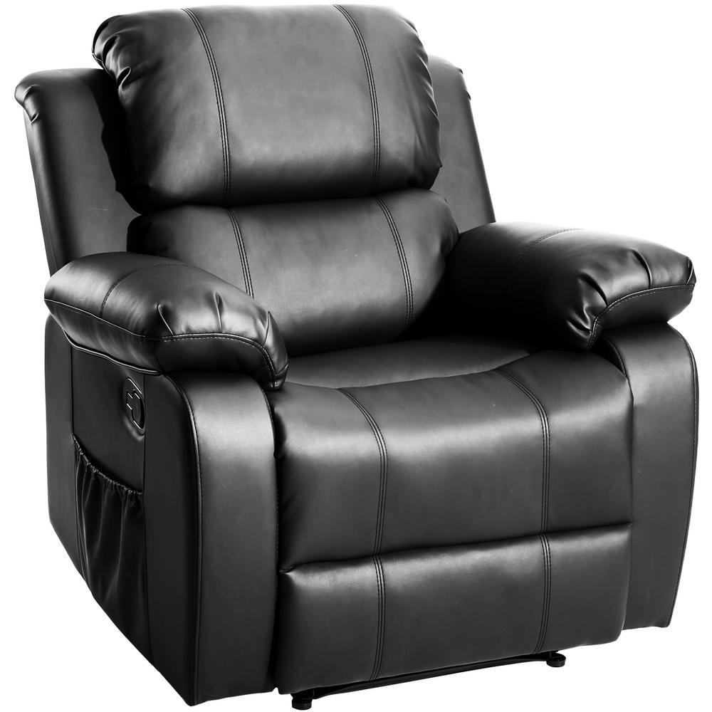 Boyel Living Black Pu Heated Mage Recliner Sofa Ergonomic Heated Mage Recliner Sofa Ergonomic