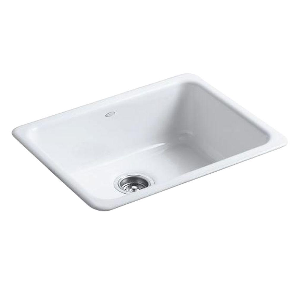 Kohler Iron Tones Drop In Undermount Cast Iron 24 In Single Basin Kitchen Sink In White