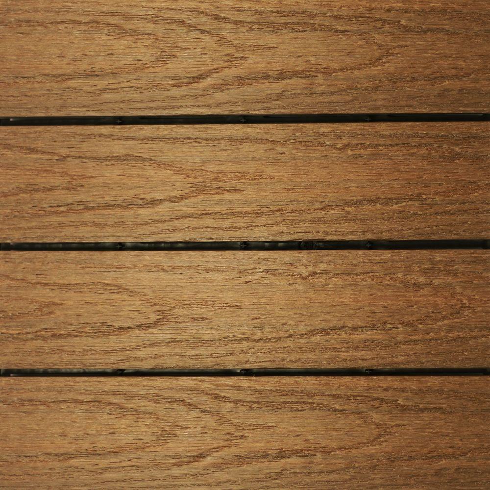 NewTechWood UltraShield Naturale 1 ft. x 1 ft. Quick Deck Outdoor Composite Deck Tile in Peruvian Teak (10 sq. ft. Per Box)