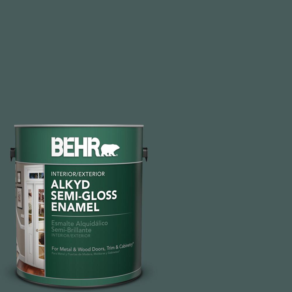BEHR 1 gal. #N430-7 Silken Pine Semi-Gloss Enamel Alkyd Interior ... BEHR 1 gal. #N430-7 Silken Pine Semi-Gloss Enamel Alkyd Interior ...
