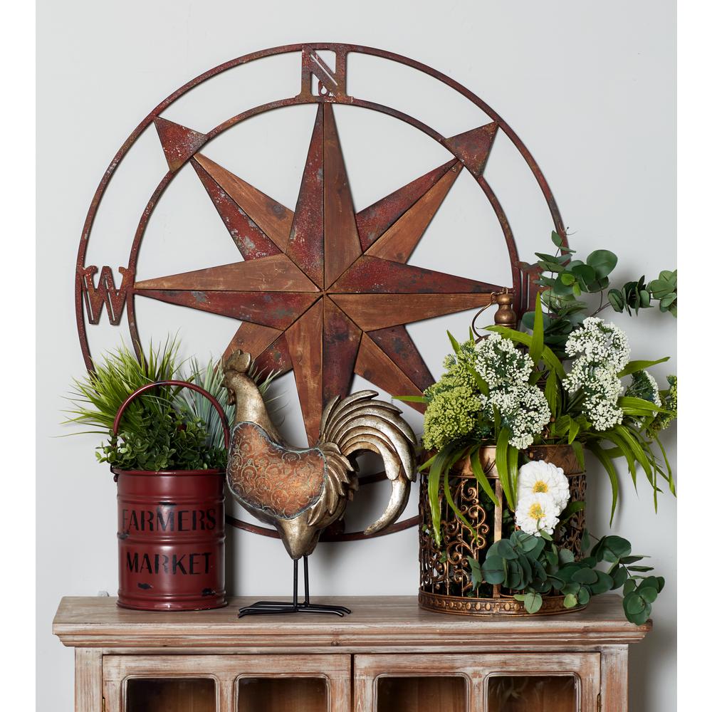 Iron Red Nautical Compass Metal Work