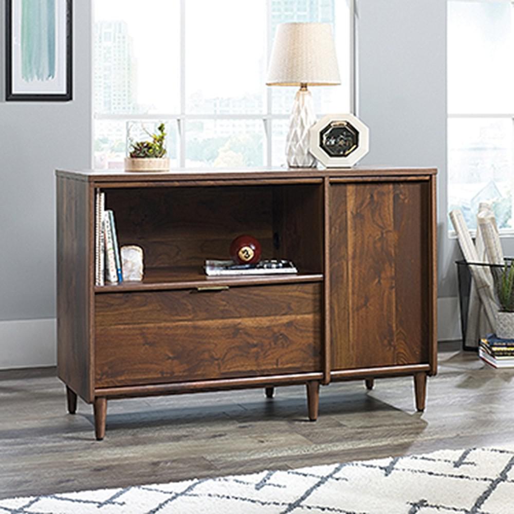 SAUDER Clifford Place Grand Walnut Entertainment Center and Credenza