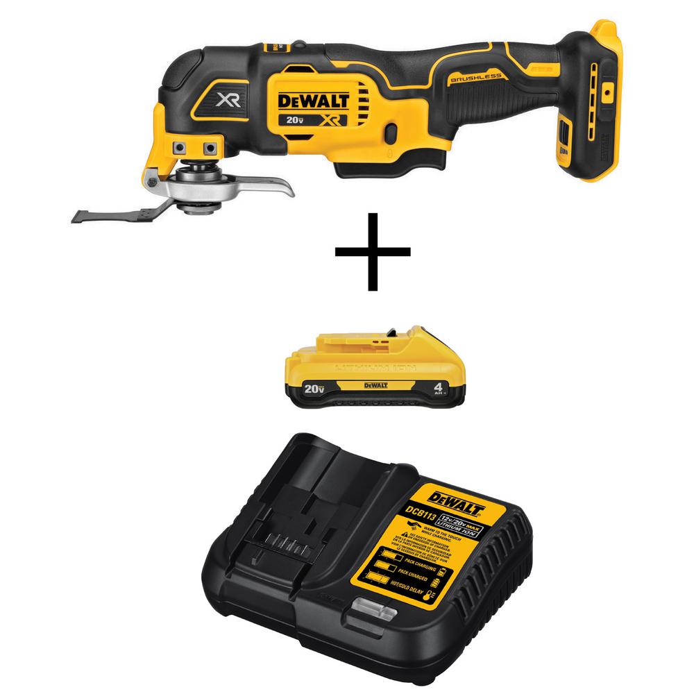 DEWALT 20V MAX XR Cordless Brushless 3-Speed Oscillating Multi Tool, (1) 20V 4.0Ah Battery, and 12V-20V MAX Charger