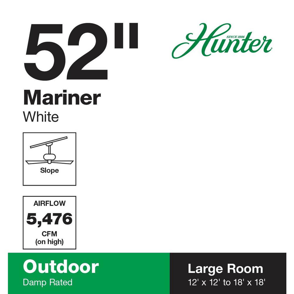 Hunter Mariner 52 In Indoor Outdoor White Ceiling Fan 59127 The Indoor Outdoor White Ceiling Fan 59127