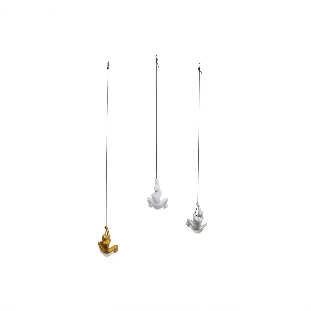 Climbing Man Wall Art Gold White Silver 3