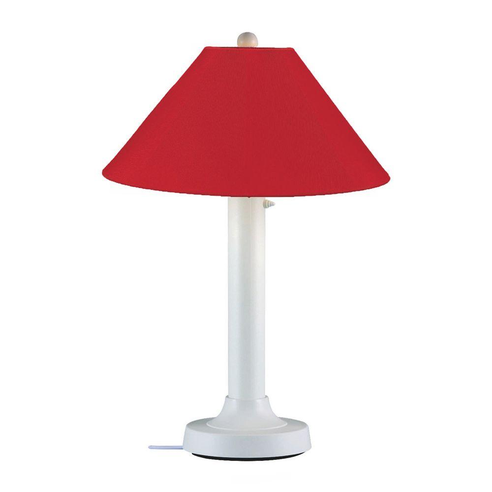 Patio Living Concepts Catalina 34 In White Outdoor Table Lamp With White Outdoor Table Lamp With Jockey Red Shade