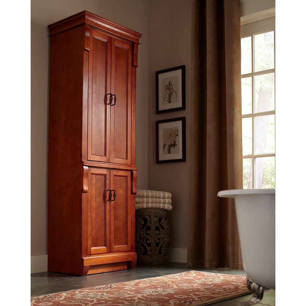 Home Decorators Collection Naples 24 In W X 17 In D X 74 In H Bathroom Linen Cabinet In Warm Cinnamon Nacl2474 The Home Depot