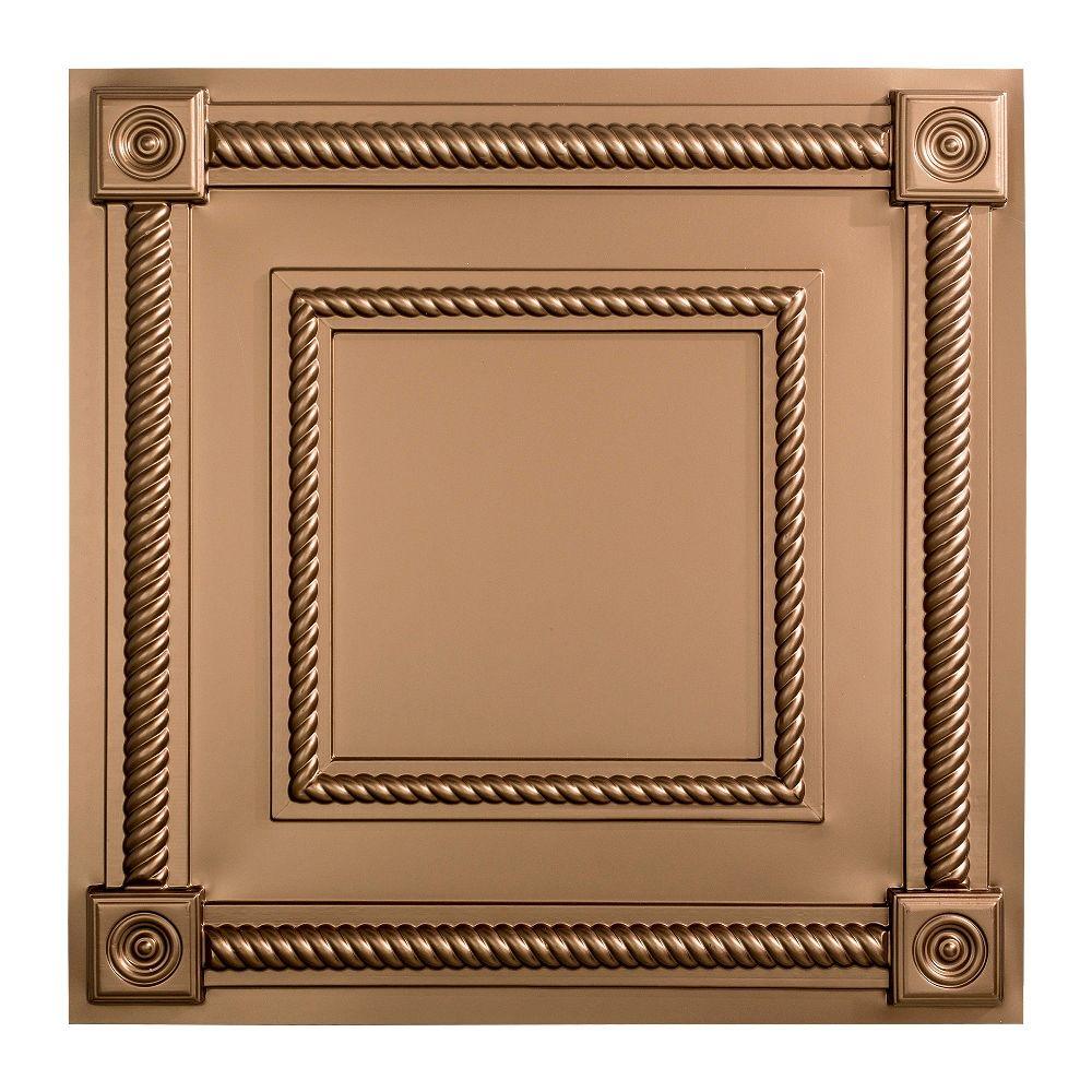Fasade Coffer 2 ft. x 2 ft. Layin Ceiling Tile in Argent BronzeL61