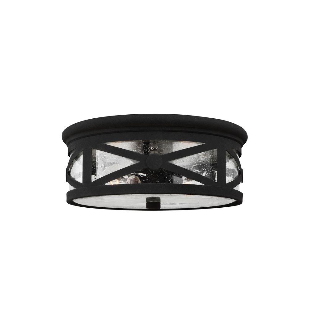 Sea Gull Lighting Lakeview 2-Light Black Outdoor Ceiling ...