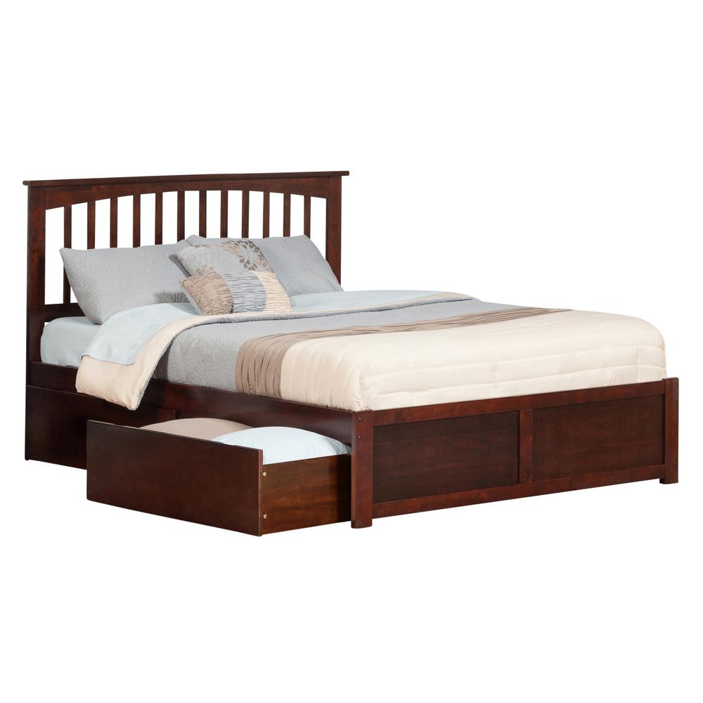Atlantic Furniture Mission Walnut King Platform Bed With Flat Panel Mission Walnut King Platform Bed With Flat Panel Foot Board And 2 Urban Drawers