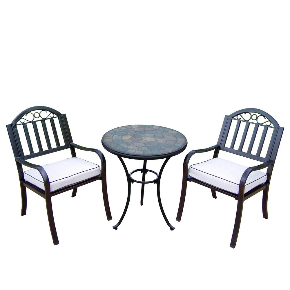 Hampton Bay Oak Cliff 3Piece Metal Outdoor Balcony Height Bistro Set