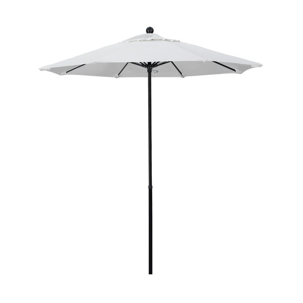 California Umbrella 7 5 Ft Black Complete Fiberglass Market Pulley Open Patio Umbrella In White Olefin Effo758 F04 The Home Depot