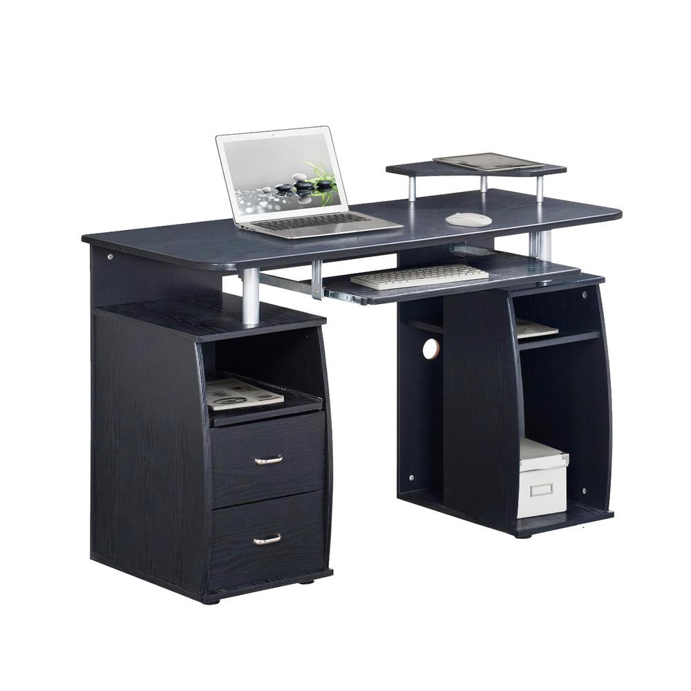 Techni Mobili 48 in. Rectangular Espresso 2 Drawer Computer Desk with ...