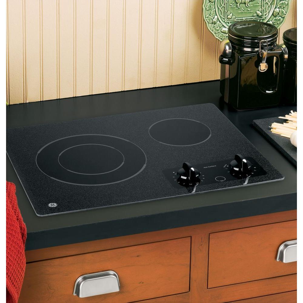 Ge 21 In Glass Ceramic Electric Cooktop In Black With 2 Elements