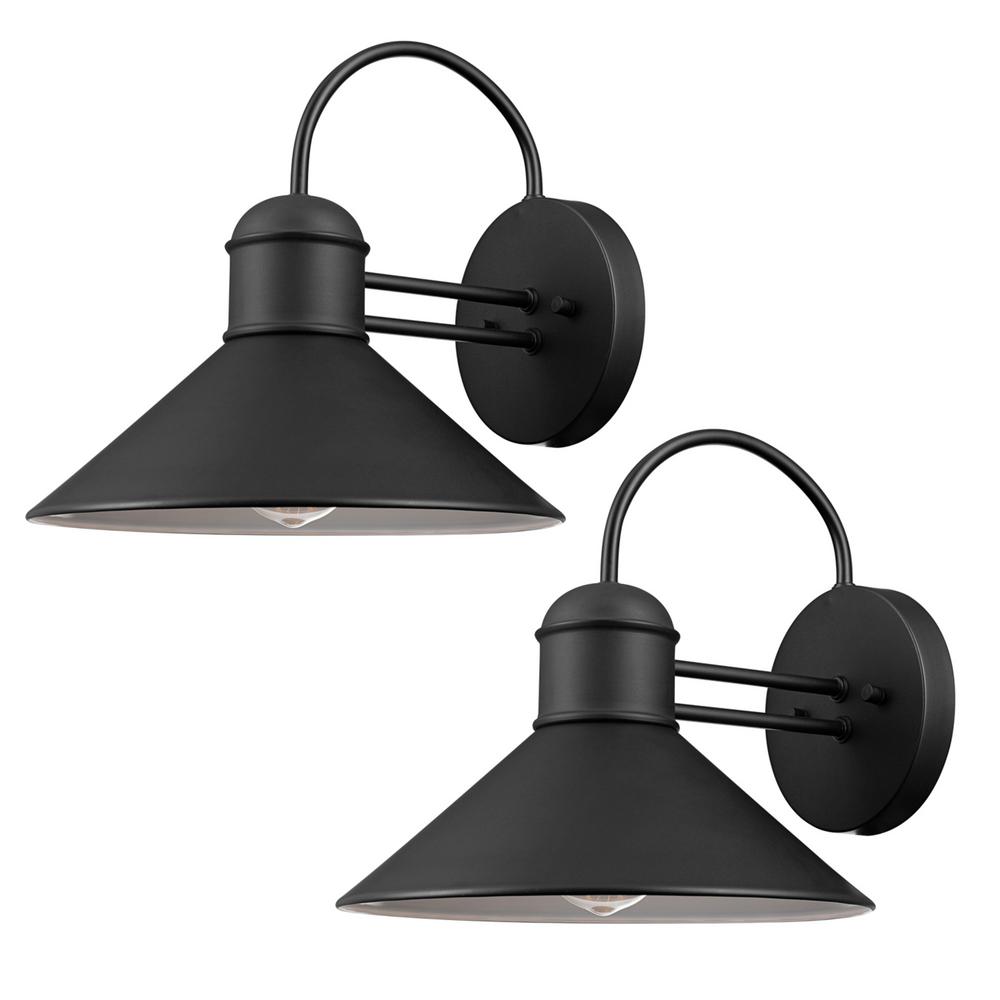 Globe Electric Outdoor Lighting The Home Depot Sebastien 1 Light Black Outdoor Wall Sconce 2 Pack