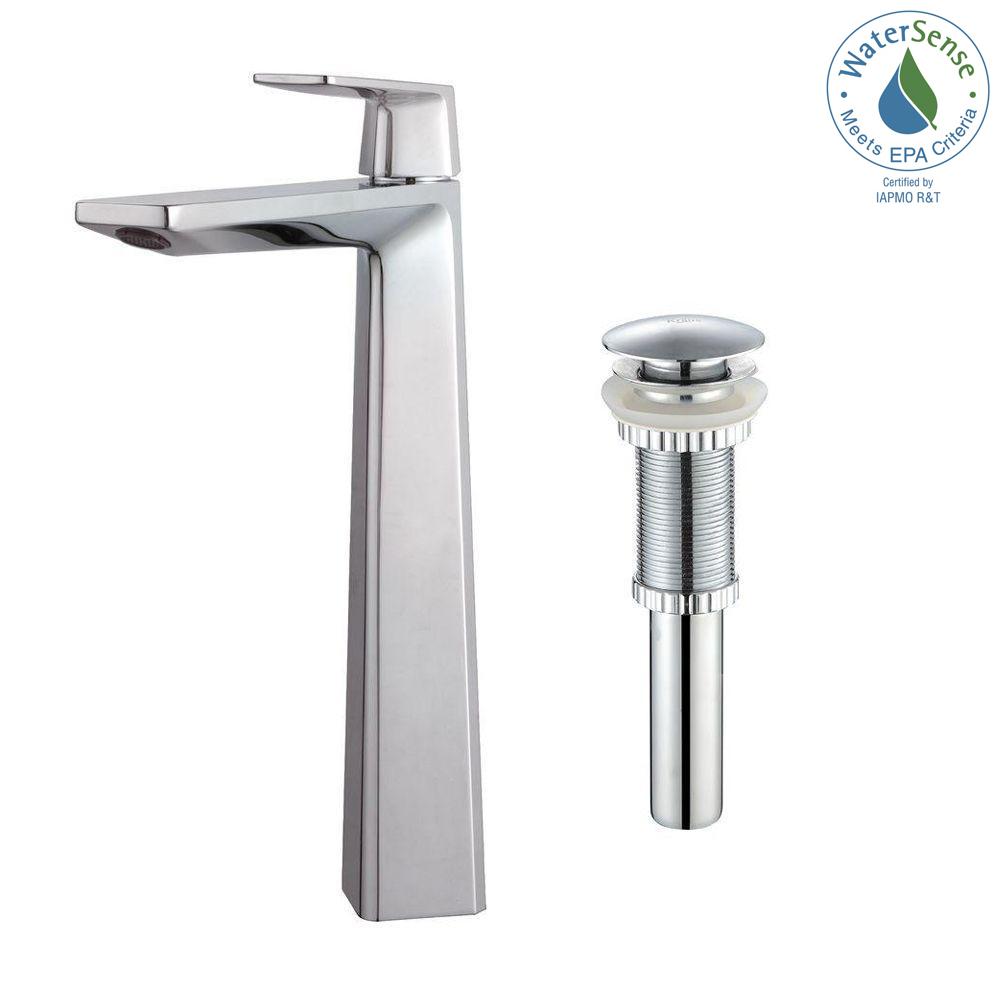 Kraus Aplos Single Hole Handle High Arc Vessel Bathroom Kraus Aplos Single Hole Handle High Arc Vessel Bathroom Faucet With Matching Pop