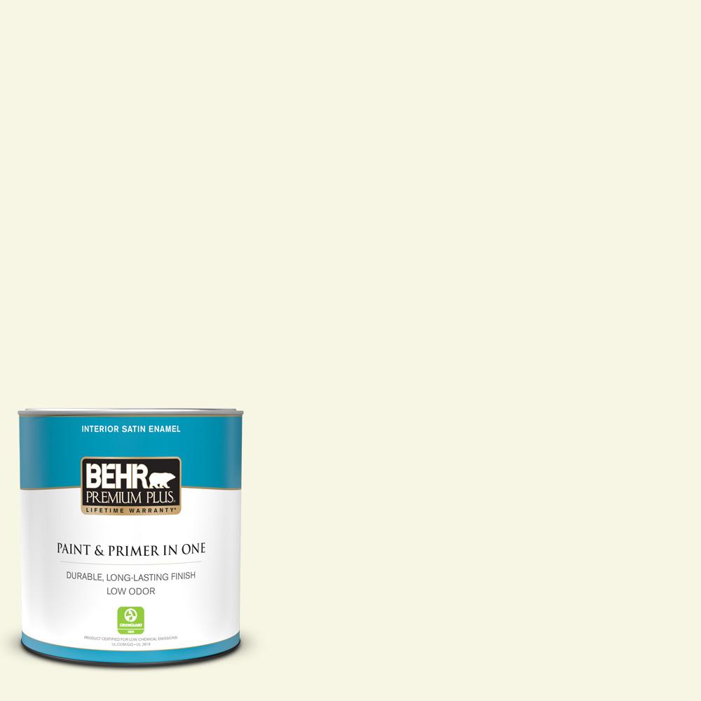 BEHR PREMIUM PLUS 1 qt. WB300 Magnolia Blossom Satin Enamel Low Odor