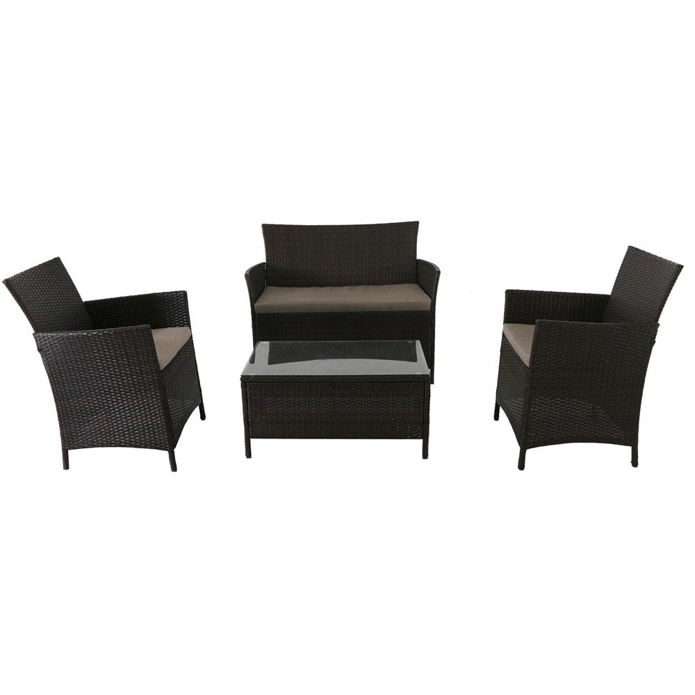 Hanover Southport 4Piece AllWeather Wicker Patio Conversation Set