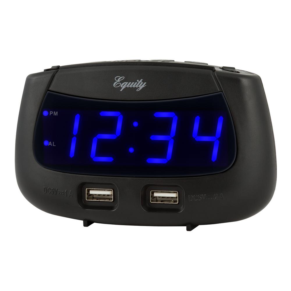 Equity By La Crosse 0 9 In Blue Led Dual Usb Digital Alarm Clock