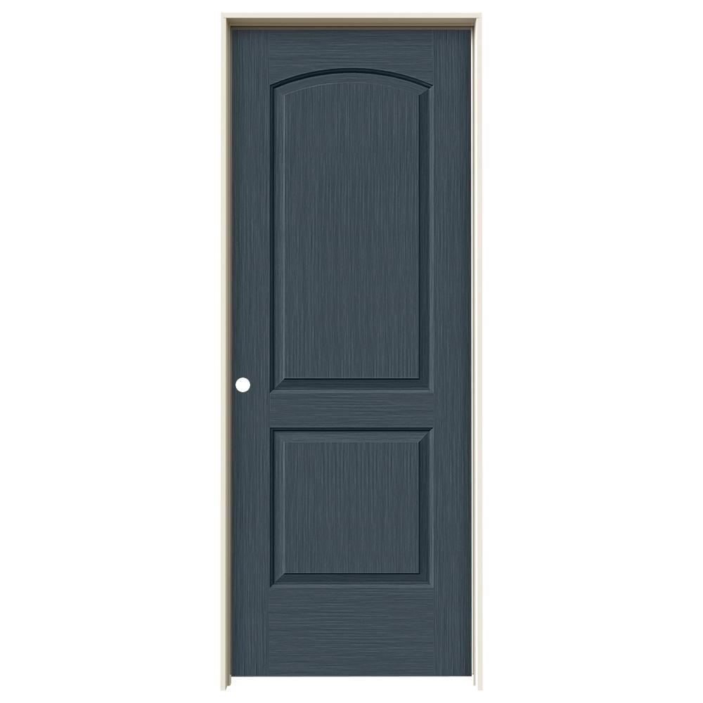 Jeld Wen 30 In X 80 In Continental Denim Stain Right Hand Solid Core Molded Composite Mdf Single Prehung Interior Door