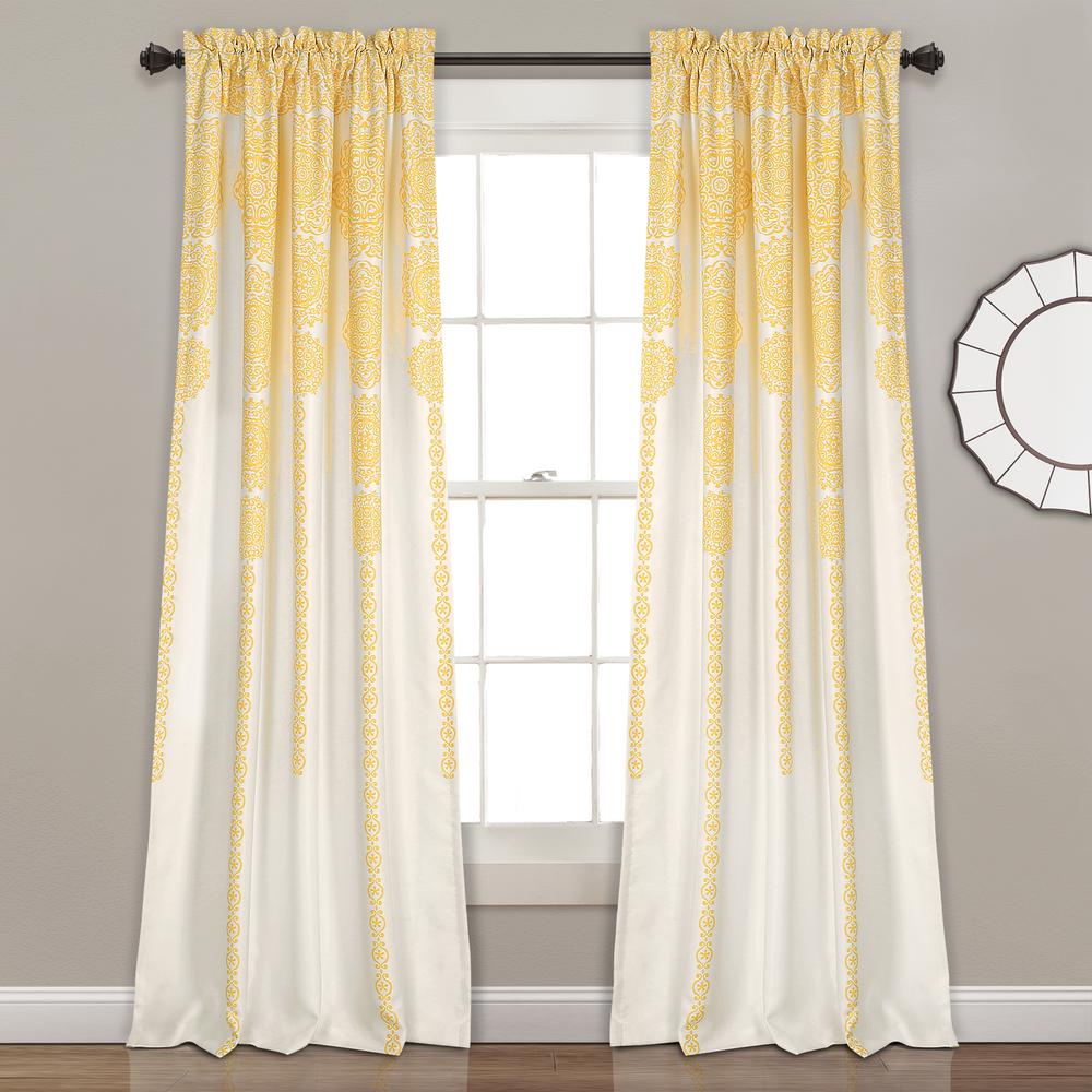 Lush Decor Yellow Stripe Medallion Window Panel 84 In X 52 In