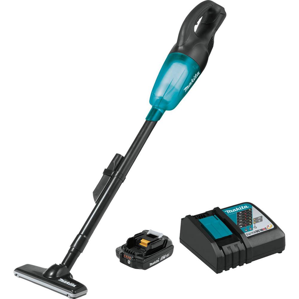 Makita 18 Volt Lxt Lithium Ion Compact Cordless Vacuum Kit 20ah Xlc02r1b The Home Depot 