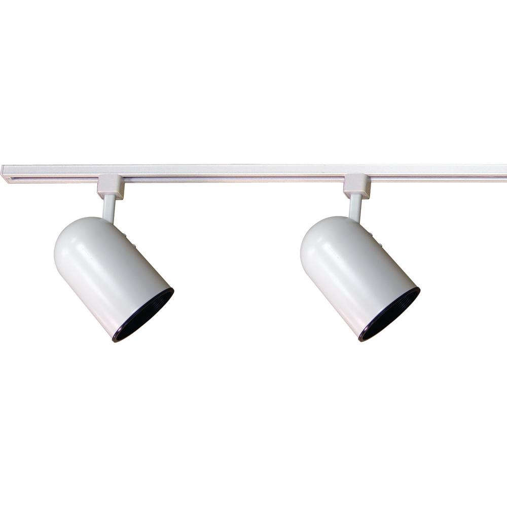 Unbranded 2 ft. 2Light Indoor White Track Lighting Kit with 2Round Back Cylinder Track Heads