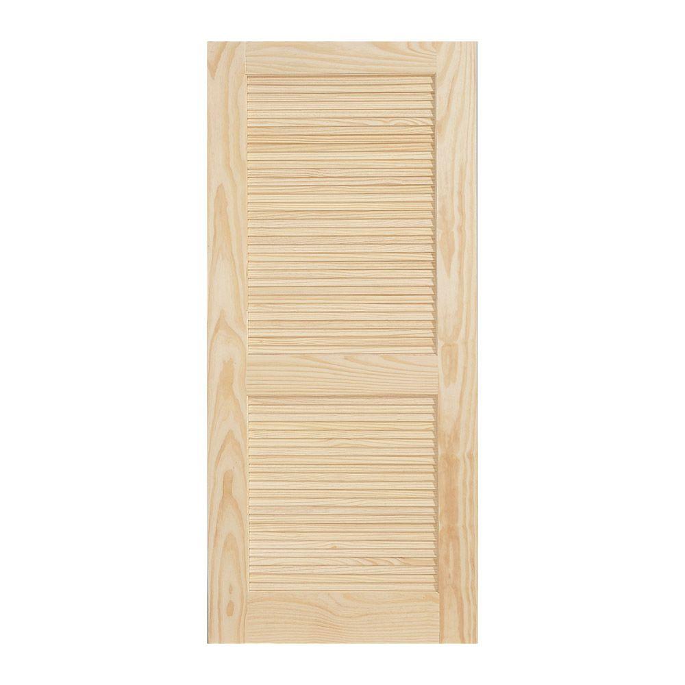 36 In X 80 In Pine Unfinished Full Louver Solid Wood Interior Door Slab