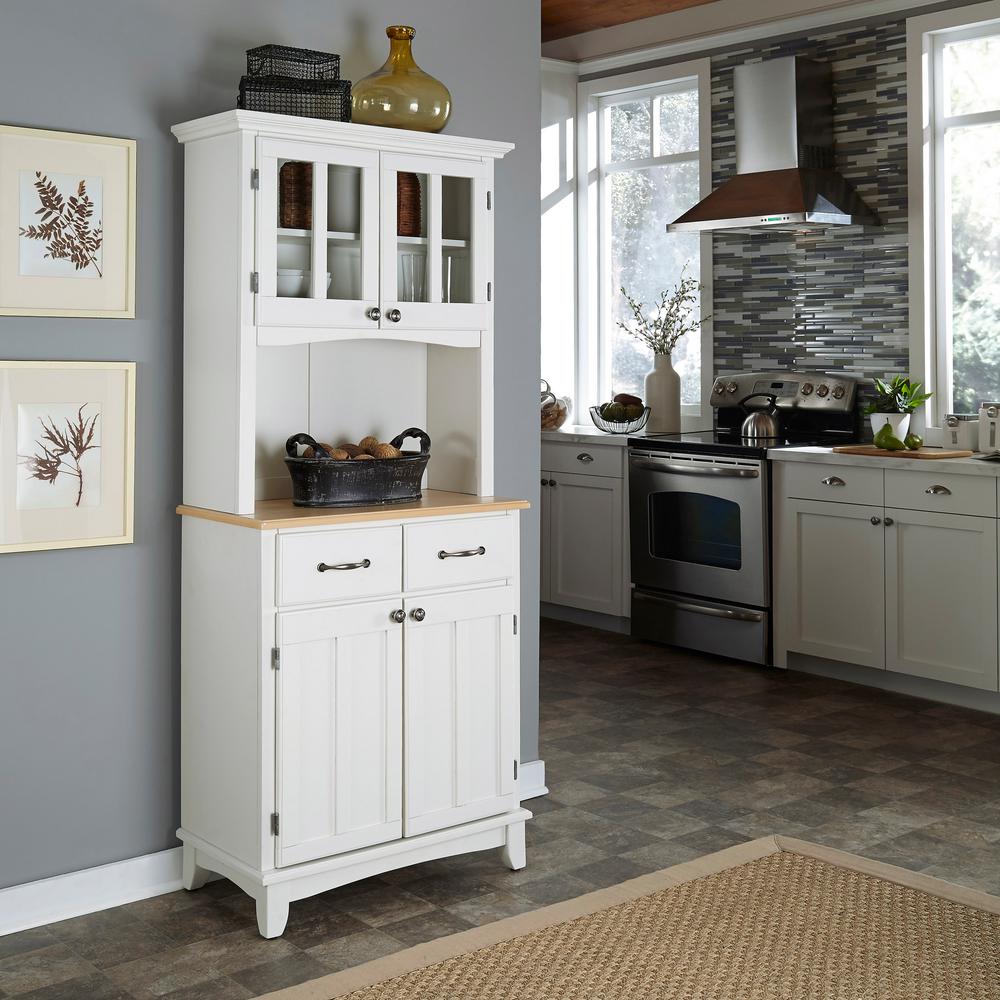 Kitchen Buffet Hutch Solid Wood White Server Storage Cabinet