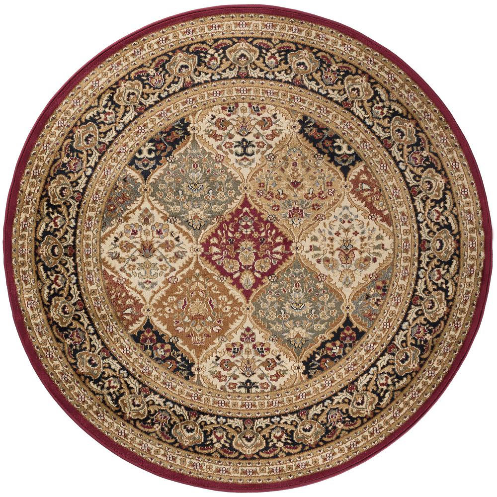 Tayse Rugs Elegance Red 7 ft. 10 in. x 7 ft. 10 in. Round Traditional