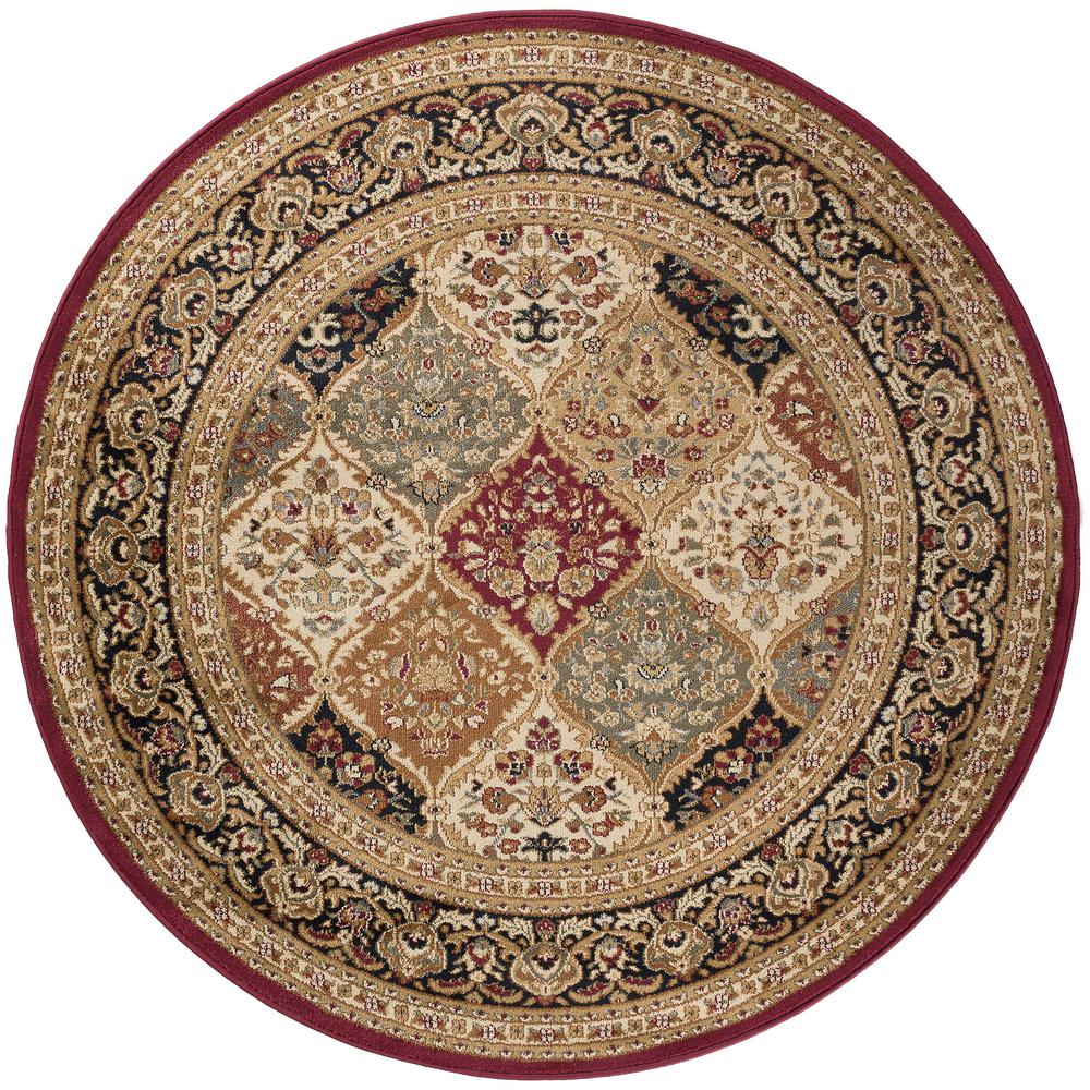 Tayse Rugs Sensation Red 8 Ft Round Traditional Area Rug