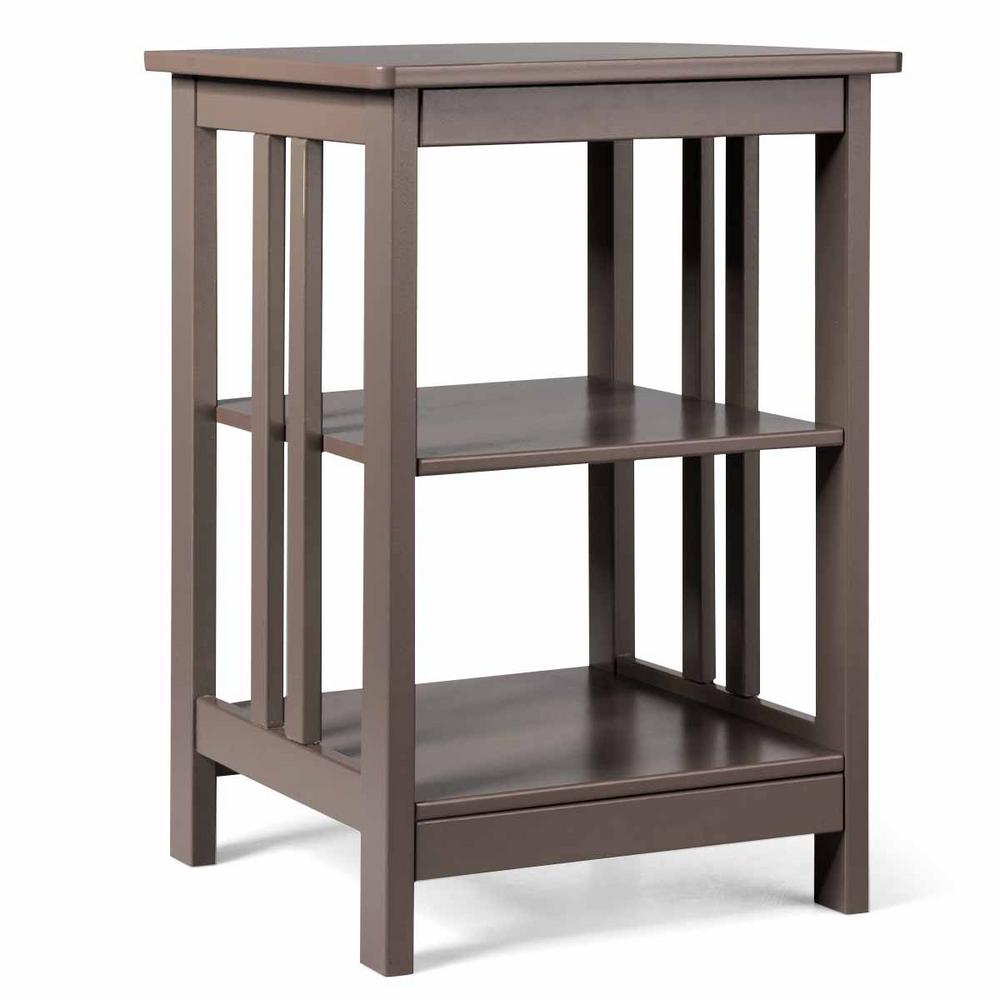 Costway 24 In Brown 3 Tier End Side Table Nightstand With Baffles And Round Corners Hw61505cf The Home Depot