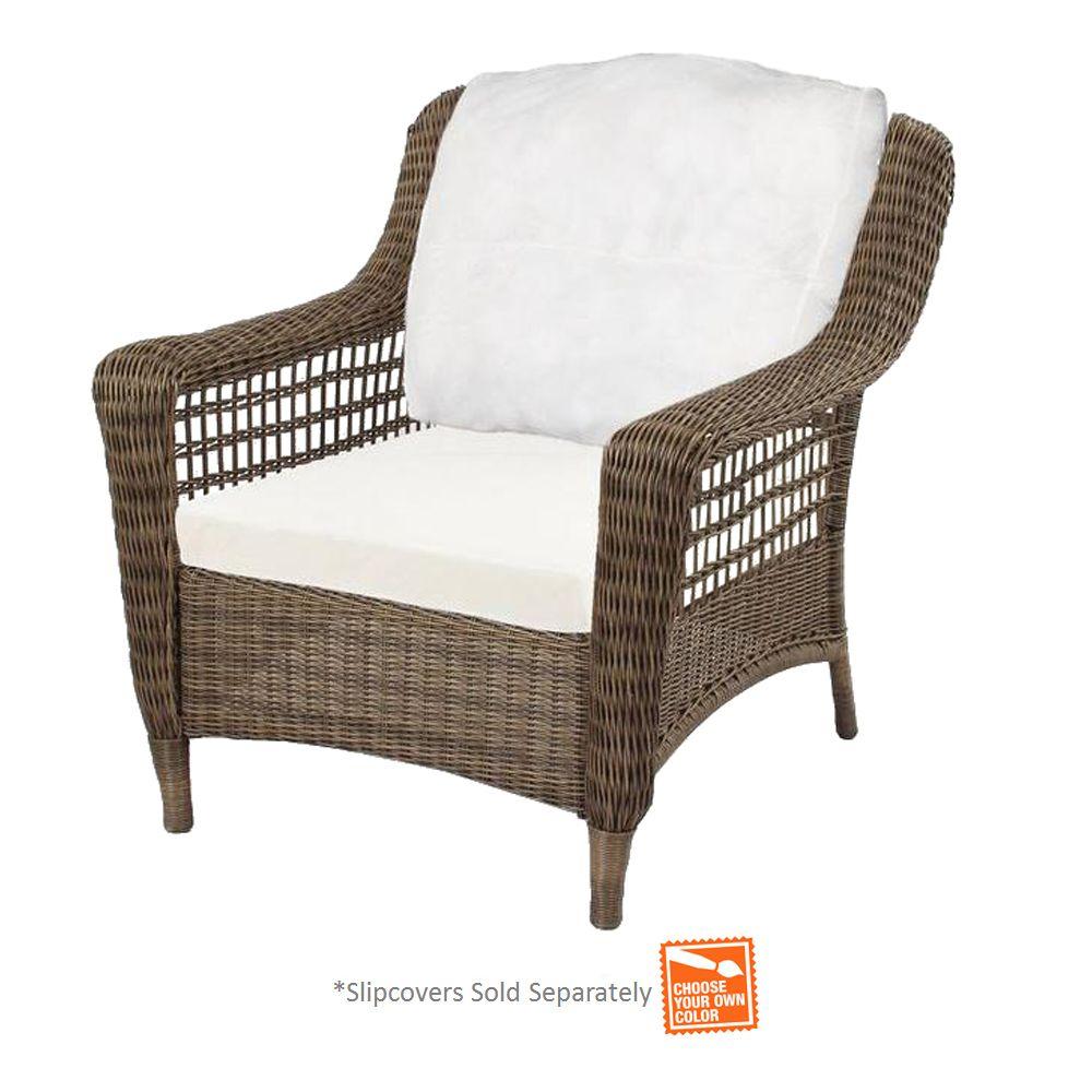 Hampton Bay Spring Haven Grey Wicker Patio Chair With Cushions Hampton Bay Spring Haven Grey Wicker Patio Chair With Cushions Included Choose Your Own Color