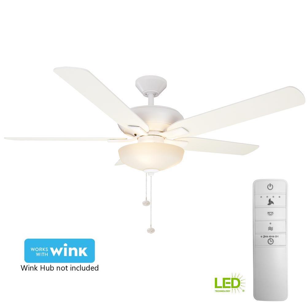 Hampton Bay Holly Springs 52 In Led Indoor Matte White Smart