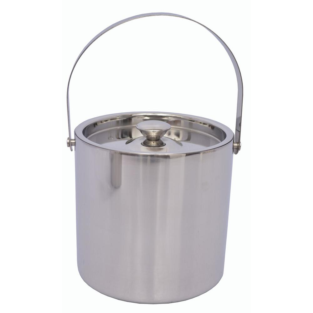 Heavy-duty Plastic Ice Cube Bucket for Mini-Bar /& Parties Crippa Small Ice Bucket 2-Quarts Premium Ice Bucket With Lid /& Tongs Blue