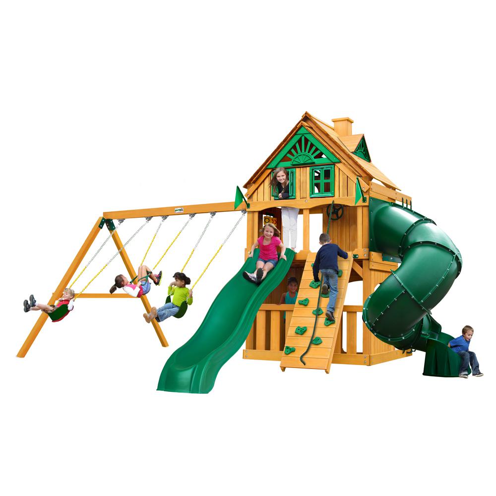 Gorilla Playsets Mountaineer Clubhouse Treehouse Cedar Swing Set with