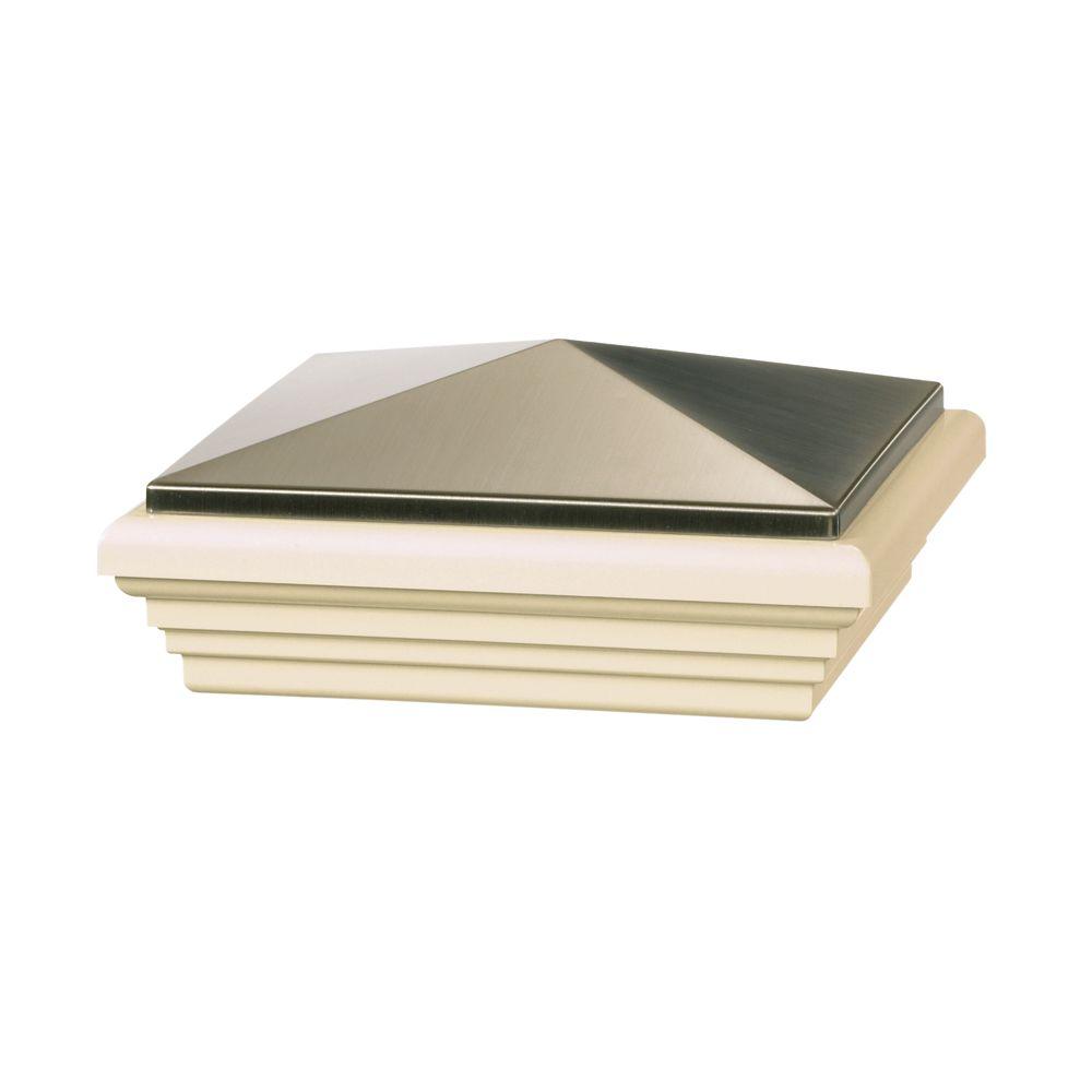 Veranda 5 in. x 5 in. Vinyl Stainless Stylepoint Pyramid Post Cap with