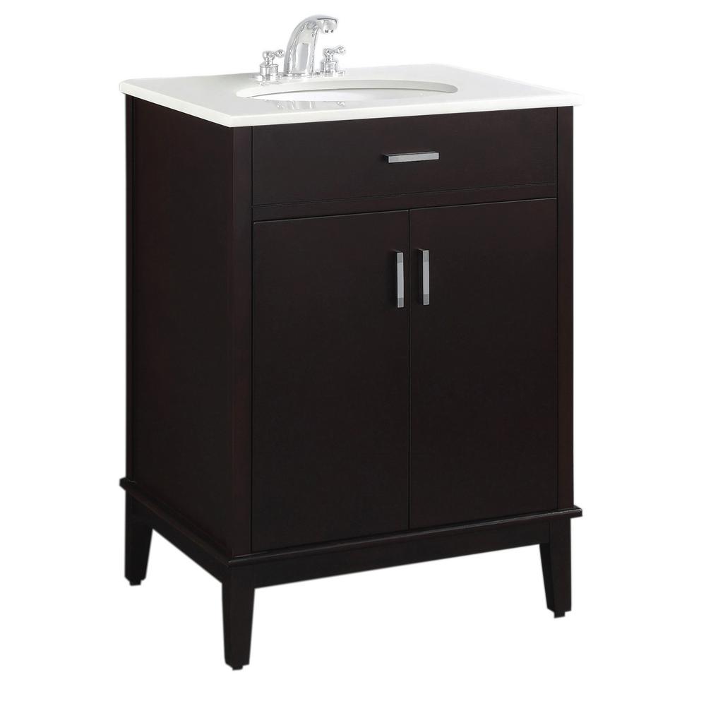 Simpli Home Urban Loft 24 in. Vanity in Espresso Brown with Quartz