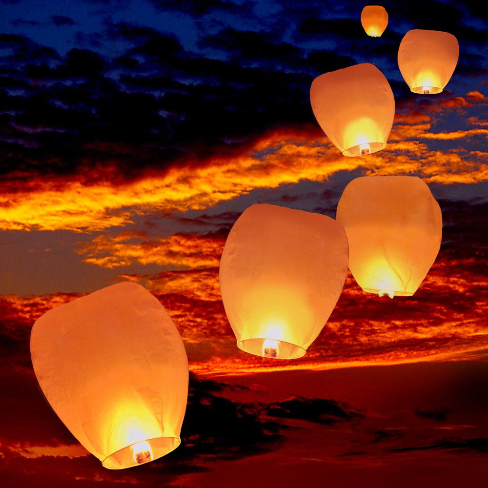 flying chinese paper lanterns