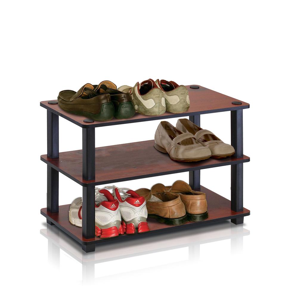 Cherry Shoe Storage Closet Organizers The Home Depot Turn S 9 Pair Dark Cherry Shoe Rack