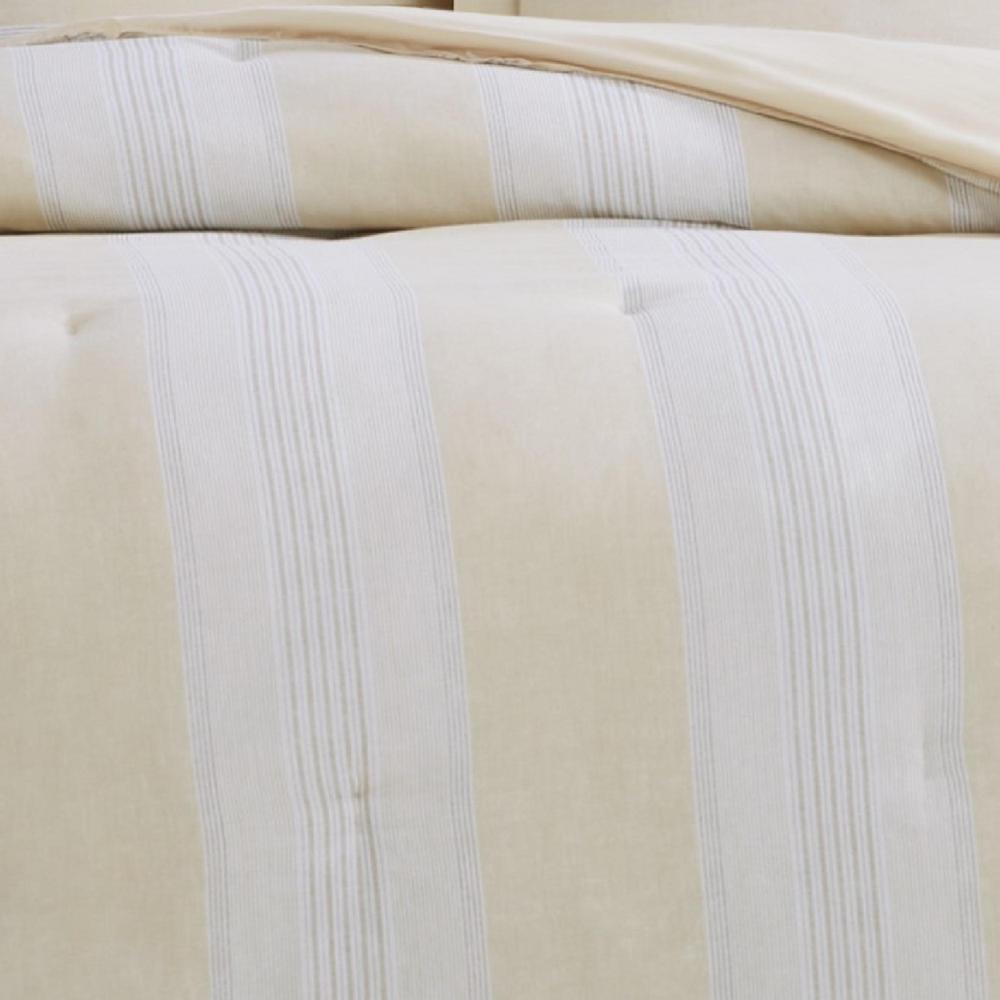 Cottage Classics Farmhouse Stripe 2 Piece Tan Cotton Twin Xl